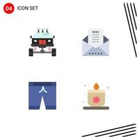 paquete de 4 iconos planos creativos de elementos de diseño de vector editables de pantalón de documento de correo electrónico de suciedad de pantalones automáticos