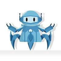 cute blue robot character mascot isolated on white background. vector