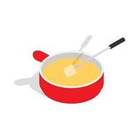 Cheese fondue icon, isometric 3d style vector