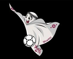 mascota fifa world cup qatar 2022 logotipo oficial mondial y ballon champion símbolo diseño vector ilustración abstracta con fondo negro