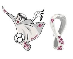 mascota de la copa mundial de la fifa qatar 2022 con símbolo de logotipo oficial y diseño de campeón de bllon ilustración abstracta vectorial vector