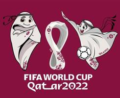 mascots fifa world cup qatar 2022 con símbolo de logotipo oficial y diseño de campeón de bllon ilustración abstracta vectorial vector