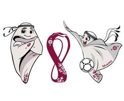 Mascots Fifa World Cup Qatar 2022 With official Logo Symbol And Bllon Champion Design Vector Abstract Illustration