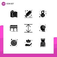 Modern Set of 9 Solid Glyphs and symbols such as expand transport female train railroad Editable Vector Design Elements