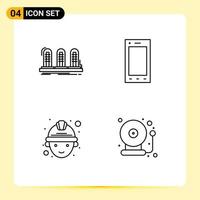 paquete de iconos de vector de stock de 4 signos y símbolos de línea para elementos de diseño de vector editables de trabajador de ipad de sonido de trabajo de amplificador