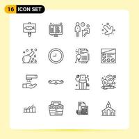 User Interface Pack of 16 Basic Outlines of health right interview down questionnaire Editable Vector Design Elements