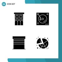 4 User Interface Solid Glyph Pack of modern Signs and Symbols of architecture building property music garage Editable Vector Design Elements