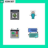 4 Creative Icons Modern Signs and Symbols of message goal web focus browser Editable Vector Design Elements