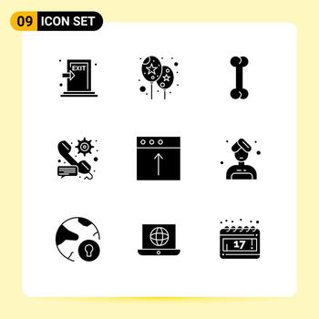 Pictogram Set of 9 Simple Solid Glyphs of mac app bone message preference Editable Vector Design Elements