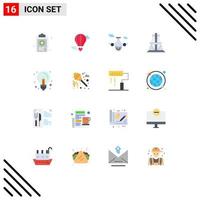 16 Flat Color concept for Websites Mobile and Apps bulb transmission valentine energy world Editable Pack of Creative Vector Design Elements