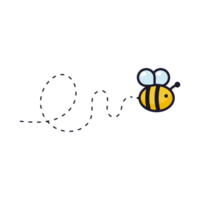 caminho de vôo de abelha. uma abelha voando em uma linha pontilhada o caminho de vôo de uma abelha para o mel. png