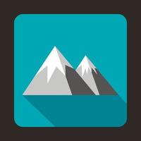 Mountains with snow icon, flat style vector