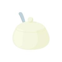 White porcelain sugar bowl icon, cartoon style vector