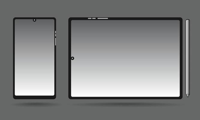 blank gadget device vector, mobile phone tablet illustration