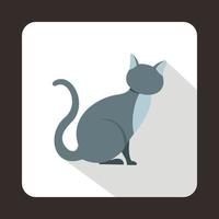 Grey cat icon, flat style vector