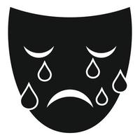 Crying man face icon, simple style vector