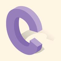 C letter in isometric 3d style with shadow vector