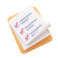 3D report paper clipboard. Note paper for checklist notes. 3D illustration. png