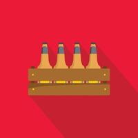 Beer crate icon, flat style. vector