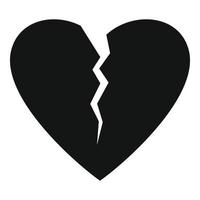 Broken heart icon, simple style. vector