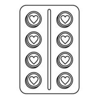 Contraception pill icon, outline style vector