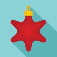 Red star xmas toy icon, flat style vector