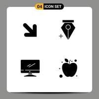 Universal Icon Symbols Group of 4 Modern Solid Glyphs of arrow imac add computer apple Editable Vector Design Elements