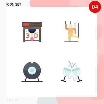 Stock Vector Icon Pack of 4 Line Signs and Symbols for printing camera command manipulate cafe Editable Vector Design Elements