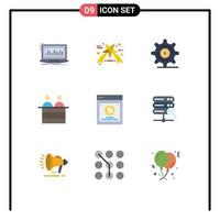 grupo de 9 signos y símbolos de colores planos para comparar elementos de diseño de vectores editables del tribunal del jurado de negocios de personas