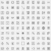 paquete de 100 iconos de líneas universales para móviles y web vector