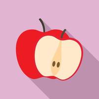 Red apple icon, flat style vector