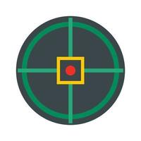 Red point gun aim icon, flat style vector