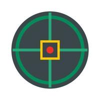 Red point gun aim icon, flat style vector