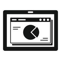 Tablet finance pie chart icon, simple style vector