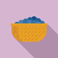 Garden grapes basket icon, flat style vector