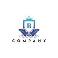 R Crest Logo, Editable Letter Crest Logo vector