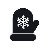 Mitten with white snowflake icon, simple style vector