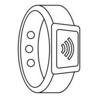 Wireless smartwatch pay icon, outline style vector