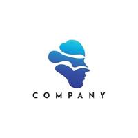 Fluid Human Mind Logo, Abstract People Head vector