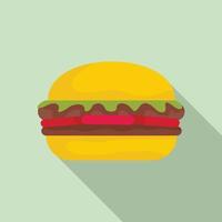 icono de hamburguesa fresca, estilo plano vector