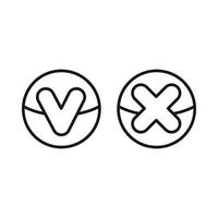 Yes No check marks icon, outline style vector