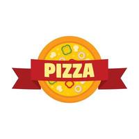 Pizza logo, flat style vector