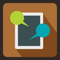 Tablet chatting icon, flat style vector