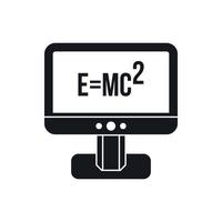 Monitor with Einstein formula icon, simple style vector