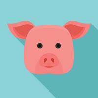 Pig head icon, flat style vector