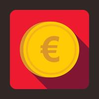 Euro coin icon, flat style vector