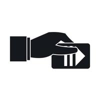 Hand with parking ticket icon, simple style vector