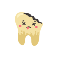 Cartoon teeth and gums inside the mouth are happy with the problem of tooth decay. There are plaque on the teeth. png