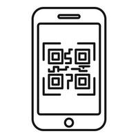 Smartphone qr code icon, outline style vector