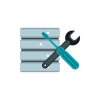 Database with screwdriver and spanner icon vector